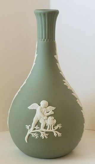 Vintage Wedgwood Green Jasperware Bud Vase Made In England