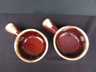 Vintage Mccoy Soup Bowls / Individual Casserole Brown Drip Glaze (2) Euc