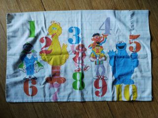 Vintage Sesame Street Pillow Case Checkered Numbers 30 " X13 "