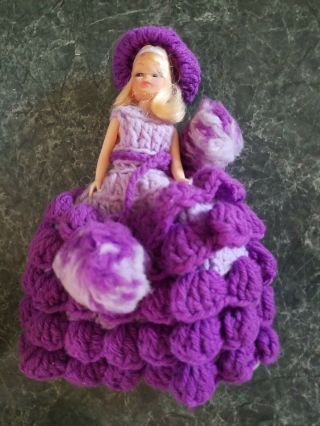 Vintage Handmade Crochet Southern Dress Doll Clothes Toilet Paper Cover 1970s