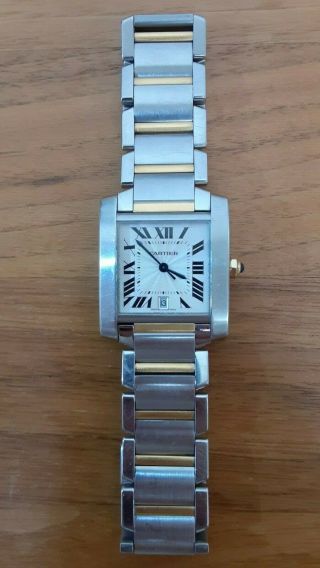 Cartier Tank Francaise Large Automatic Stainless Steel And 18k Yellow Gold Watch