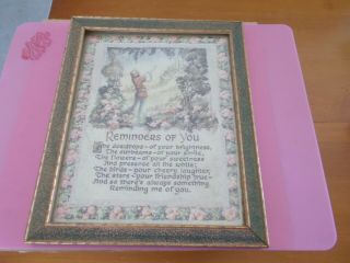Antique Print Framed Glass Reminders Of You Sentiment 9 X 11 " For Pet Rescue