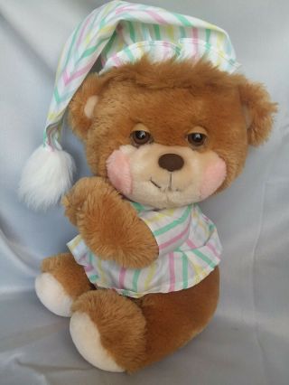 Vintage Fisher Price Plush Teddy Beddy Bear In Nightcap And Night Shirt 1980s