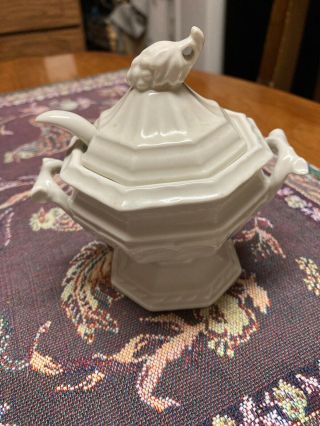 Vitg Red Cliff White Ironstone Soup Tureen Match ? Jam Jelly ? Bowl With Spoon