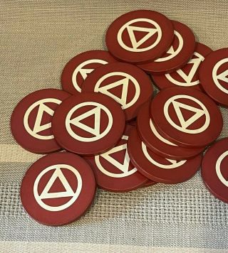 Vintage Clay Poker Chips - Set Of 15 Red Chips With Triangle Design - Great