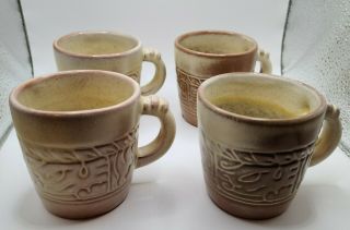 Vintage Frankoma (4) Small Coffee Cups Desert Gold 7c