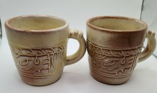 Vintage Frankoma (4) Small Coffee Cups Desert Gold 7C 2