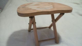 Vintage Nevco Old Wood Fold Carry Stool 1950 