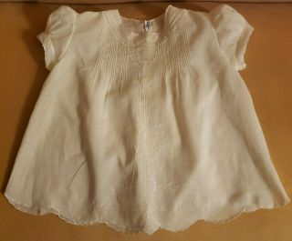 Vintage 6m - Baby Dress Hand Made Yellow Cotton Smocked Embroider Pearl Buttons