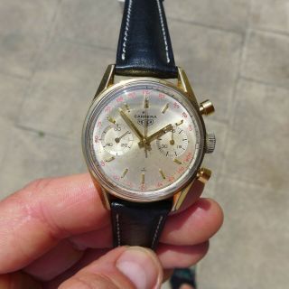 A Rare Gents Vintage 1960s Heuer Carrera Chronograph Red Tachymeter Ref.  3648s