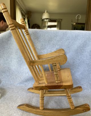 Small Wooden Doll Rocking Chair Toy Furniture Light Brown Stain