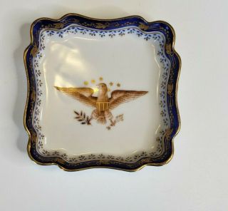Vintage American Eagle Square Porcelain Trinket Nut Dish Scalloped Tray 7442