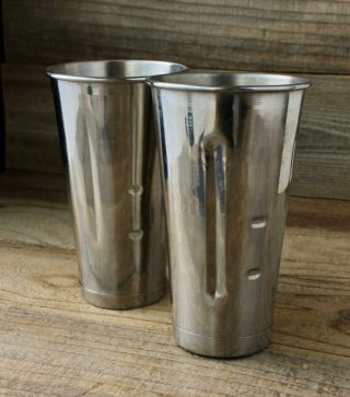 Two Vintage Stainless Steel Malt Mixer Cups