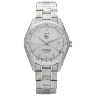 Tag Heuer Carrera Twin - Time Wv2116 Silver Dial Steel 39mm Automatic Men 