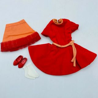 Libby Littlechap Red Velvet Ya Ya Dress W/under Skirt & Shoes Vintage 1963 Remco