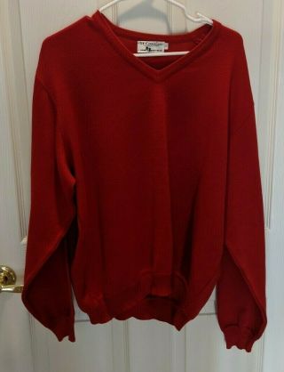 St.  Croix Knits Sweater Men Xl Red V - Neck Vintage Hanny 