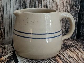 Yesteryears Marshall Tx Hand Turned Cobalt Blue Stripe Pottery Pitcher Crock
