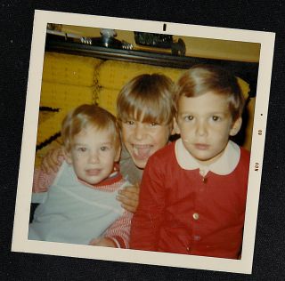 Vintage Antique Photograph Three Adorable Little Boys 1969