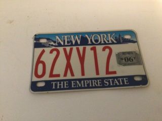Very Good Vintage 2006 York State Motorcycle / Atv License Plate (62xy12)