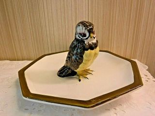 Vintage Mottahedeh Italy Made / Numbered 3d Owl Bird Figurine Serving Dish