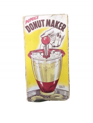 Vintage Red An White Hard Plastic Donut Doughnut Maker,  1960 