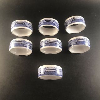 Royal Cuthbertson Blue Willow Napkin Rings Set Of Seven