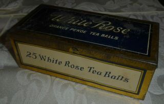 Vintage White Rose Orange Pekoe Tea Ball Tin