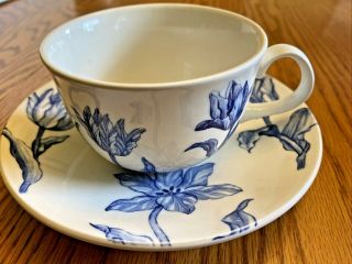 Royal Stafford Fine Earthenware Porcelain Blue Floral Tulips Tea Cup & Saucer