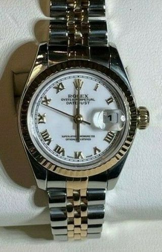 Rolex Ladies Lady - Datejust Gold & Steel 69173 Wristwatch - White Roman,  Jubilee