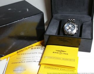 Mens Breitling A13356 Chronomat Evolution Mop Dial Steel Chronograph Box Papers