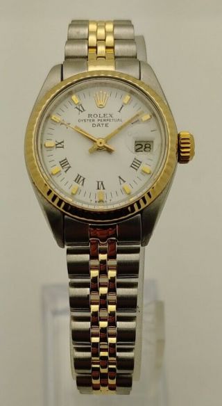 Rolex Lady Date 6917 Two Tone 18k Yellow Gold & Stainless Steel Wrist Watch