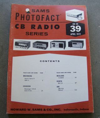 Sams Photofact Cb Radio Series Volume 39 April 1972 3rd Printing Ships