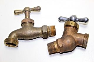 2 Antique Brass Water Faucet Tap Bk Vintage B&k