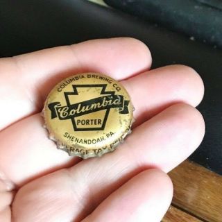Vintage Columbia Porter Beer - Brewing Co Pa Tax Cork Bottle Cap Shenandoah Pa