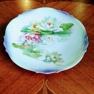 Antique P.  K.  Silesia Porcelain 8 " Plate With Water Lilies