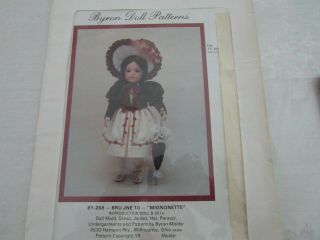 Byron Doll Patterns By 268 - Bru Jne 10 " Mignonett " Fits 17 