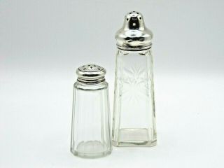 Solid Silver Topped Cut Glass Sugar Shakers Hallmarked Birmingham 1912 (ap157a)
