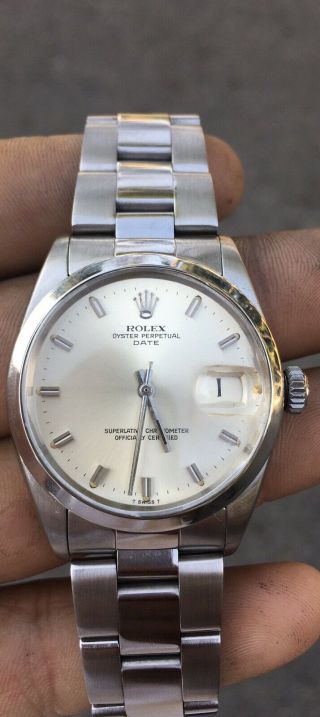 Rolex Men’s Stainless Watch With Date,  Silver Dial,  1500 34mm,  Cal 1570