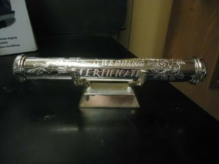 Vintage Marriage Certificate Wedding Scroll Holder With Stand Silver Plated 9”