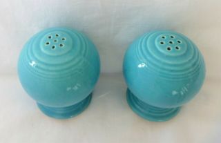 Vintage Fiesta Fiestaware Turquoise Salt And Pepper Shakers With Corks