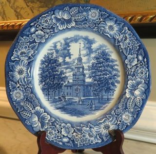 Liberty Blue Staffordshire Ironstone Independence Hall - 4 Dinner Plates
