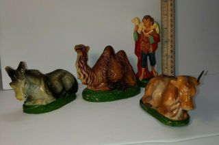 Vintage Paper Mache Nativity 6 " Scale Italy Creche Figures Shephard Boy Animals