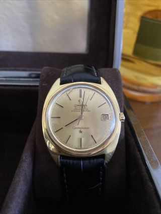 Vintage Omega Constellation Chronometer 18k Y Gold Deluxe Pie Pan
