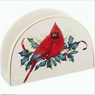 Lenox Winter Greetings Napkin Holder Red Cardinal