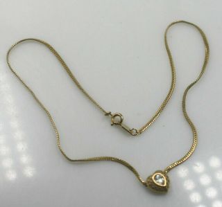 Sal Swarovski Vintage Signed Gold Tone Chain Crystal Heart Necklace 16 "