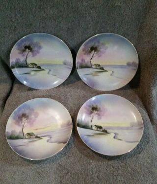 4 Vintage Meito China Hand Painted Plate Made In Japan