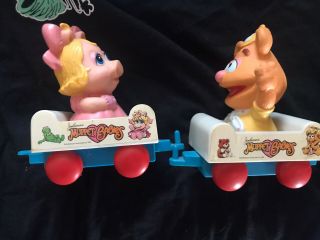 Vintage 1985 Muppet Babies Toy Train 2 riders and glass cup and coloring bk 3