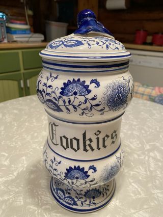 Vintage Cookie Jar " Blue Onion  Arnartcreation " Japan
