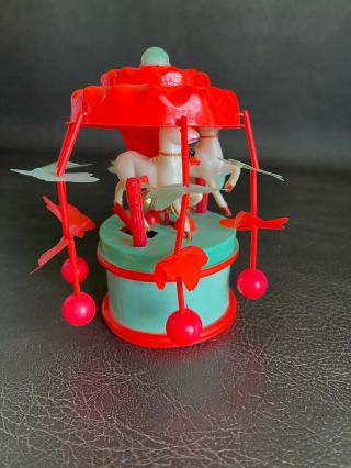Rare Vintage Christmas Ornament Santa Wind Up Toy Japan Celluloid Whirligig