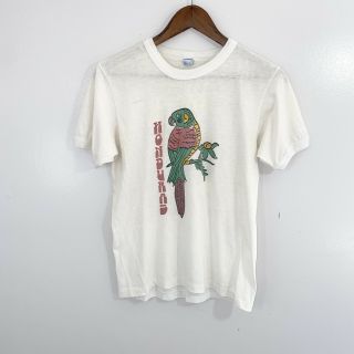 Vintage 80s Honduras Parrot Paper Thin T - Shirt Adult Size Small S White